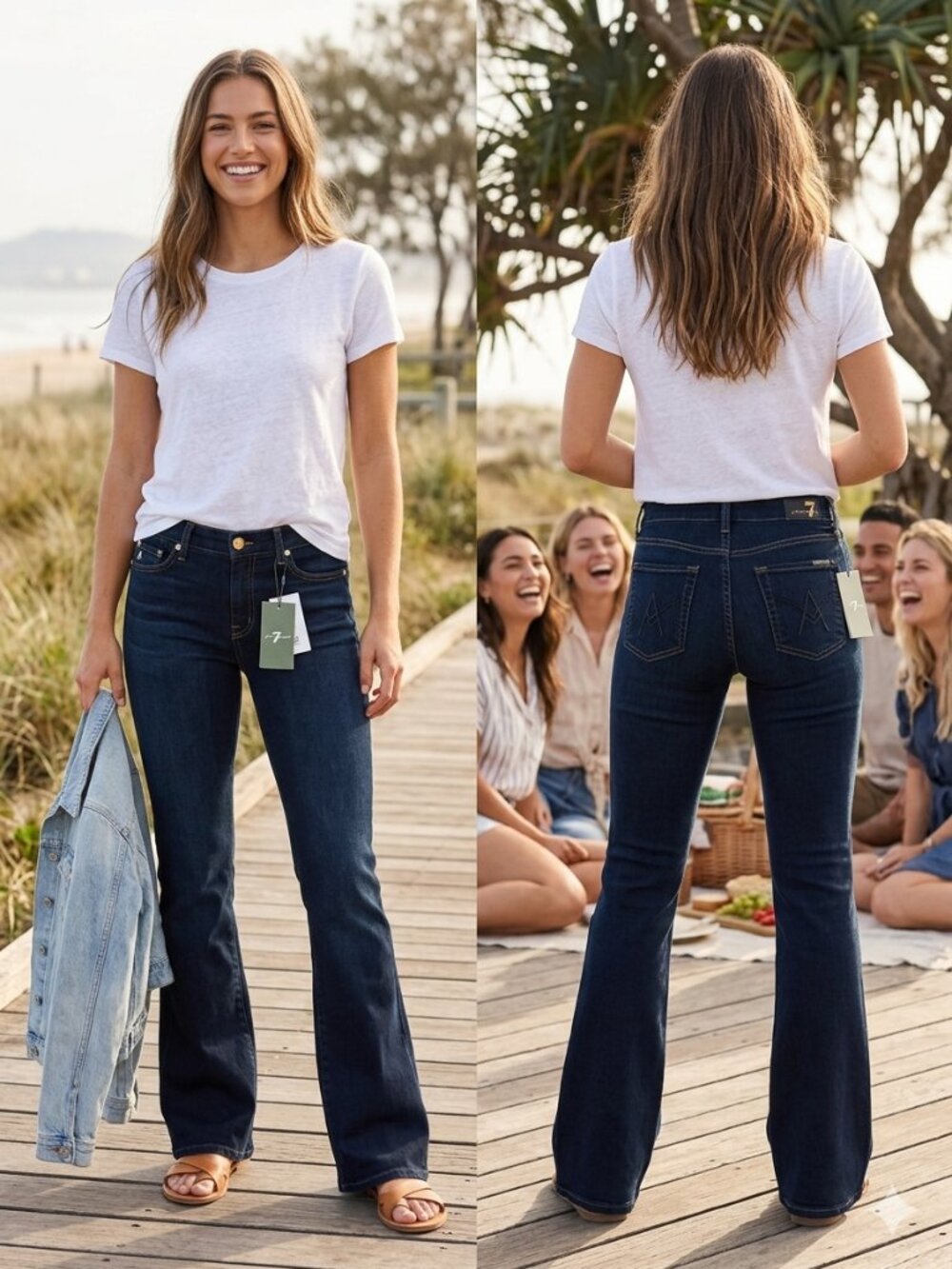 NWT 7 For All Mankind A Pocket Subtle Flare Jeans Size 30 Dark Wash Blue